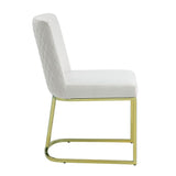 Zazie - Silla Auxiliar (Set de 2) - Terciopelo Blanco y Dorado