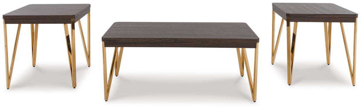 Bandyn - Occasional Table Set (Set of 3) - Brown / Champagne