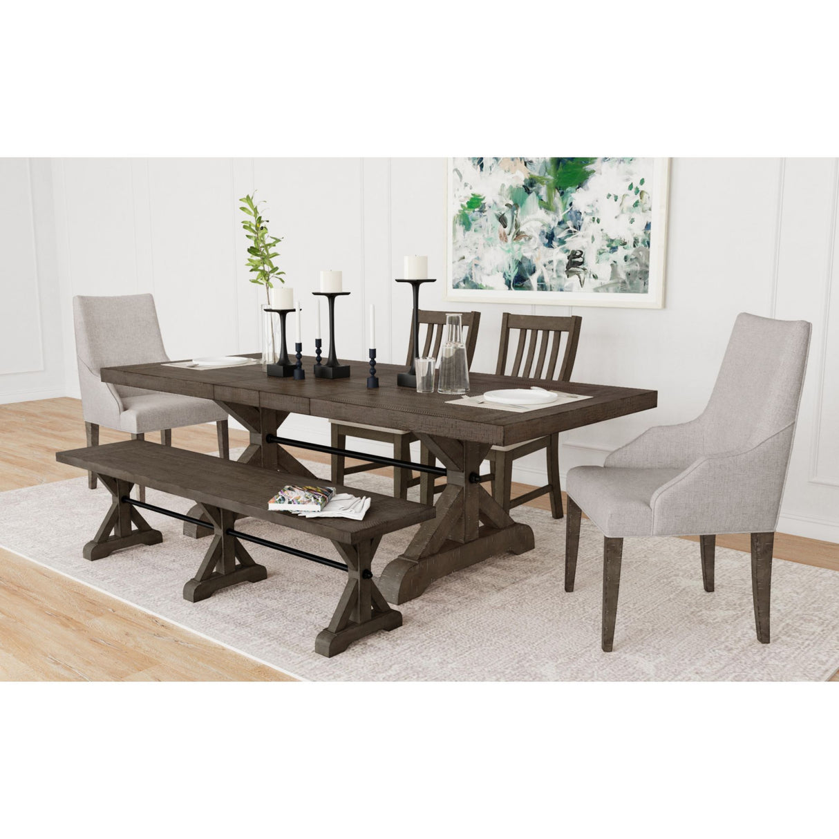 Yellowstone - Mesa de comedor con extensiones de 2 x 12" - Gris