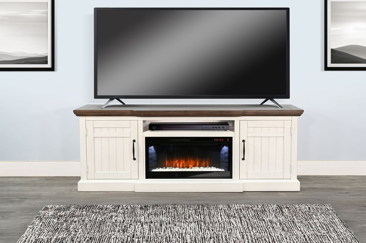 Pasadena - TV Console With Fireplace Option - Buckskin / Marble White