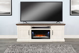 Pasadena - TV Console With Fireplace Option - Buckskin / Marble White