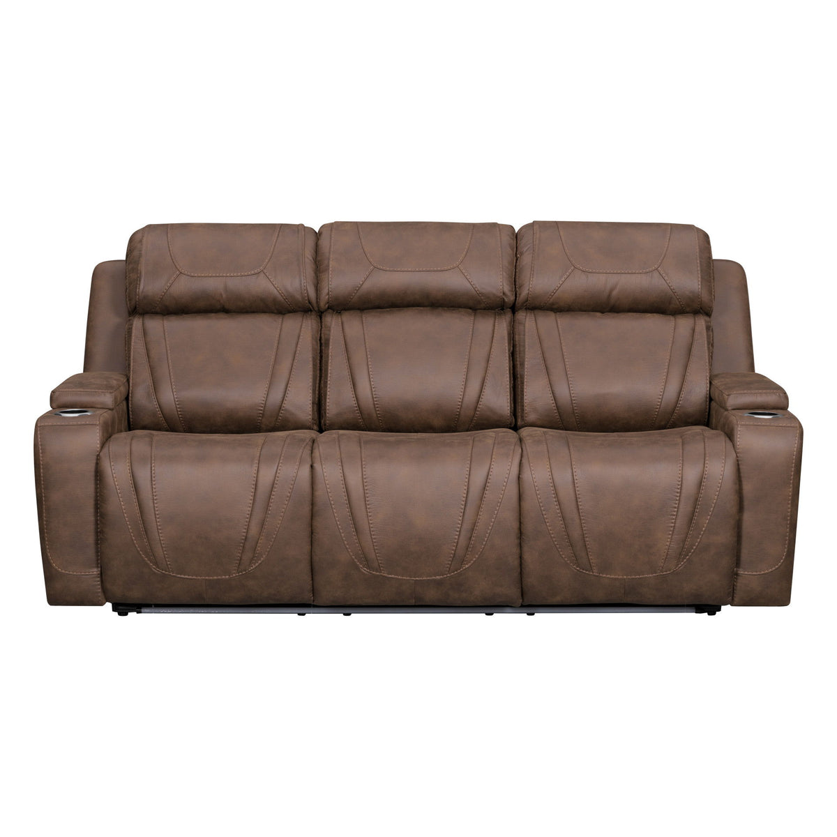 Carrow - Sofa With Power Headrest & Footrest, Stereo, Massage - Brown