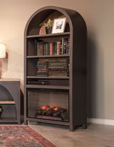 Arched Bookcase With Electric Fireplace