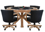 5 Piece Reversible Game And Dining Poker Table Set - Oak Grove