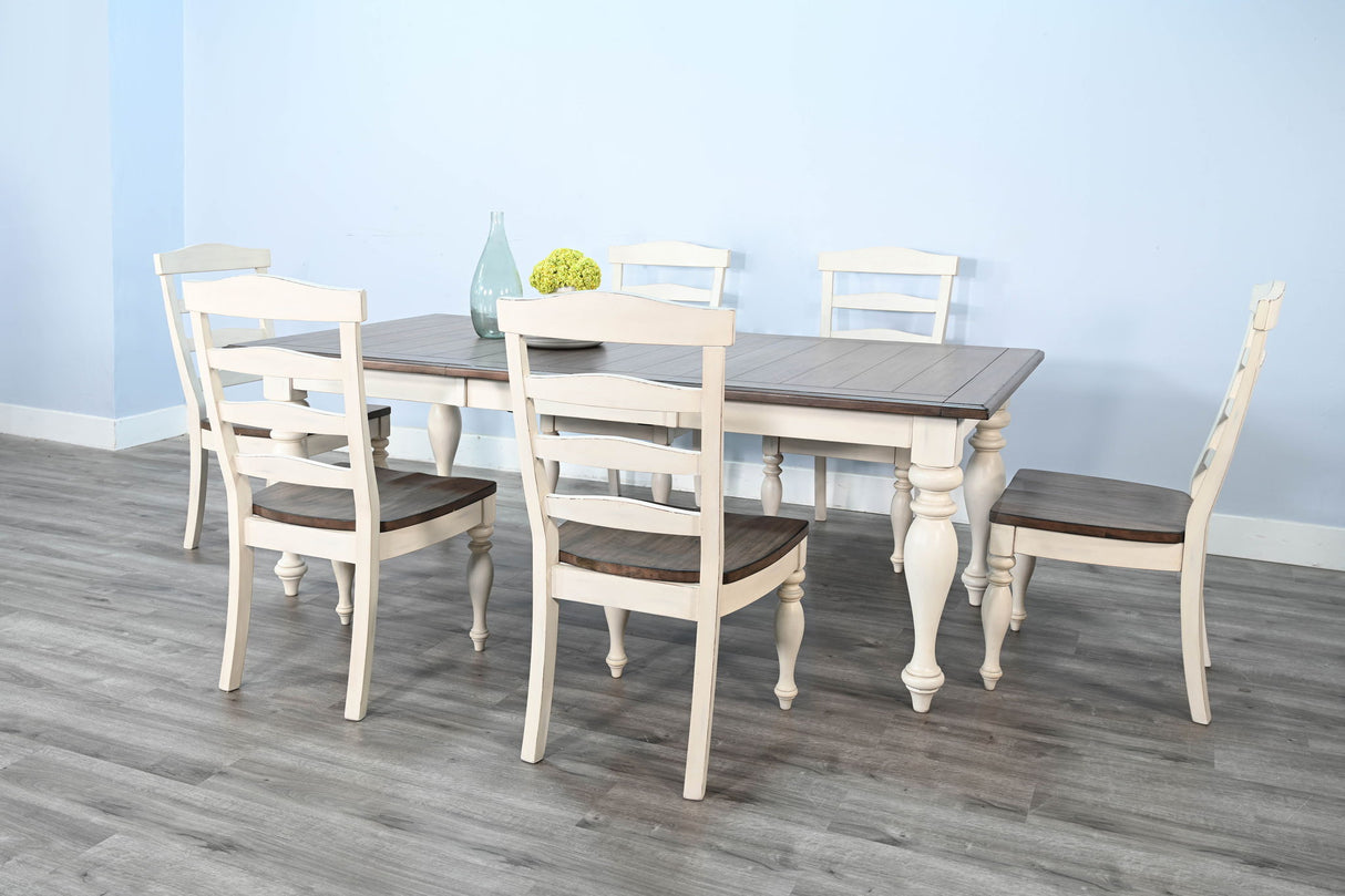 Carriage House - Mesa de comedor rectangular con extensiones Pasadena - Buckskin / Blanco mármol
