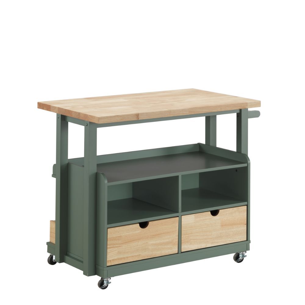 Harper - Carrito de cocina - Natural y verde