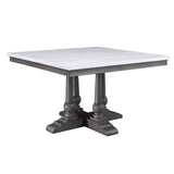 Yabeina - Mesa de Comedor - Cubierta de Mármol y Acabado Roble Gris - 30"