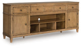 Sharlance - XL TV Stand With Fireplace Option - Light Brown