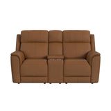 Mustang - Power Motion Loveseat With Console, Power Headrest And Lumbar - Butternut