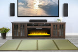 98" Media Console With Faux Crystals Electric Fireplace Insert