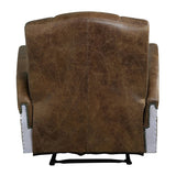 Brancaster - Sillón Reclinable - Piel de Grano Superior Marrón Retro y Aluminio