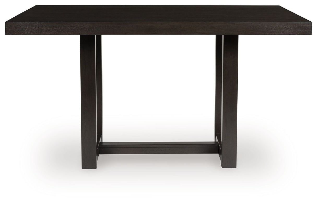 Neymorton - Dark Grayish Brown - 5 Pc. - Rectangular Dining Room Counter Table, 4 Barstools