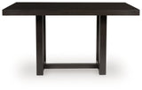 Neymorton - Dark Grayish Brown - 5 Pc. - Rectangular Dining Room Counter Table, 4 Barstools