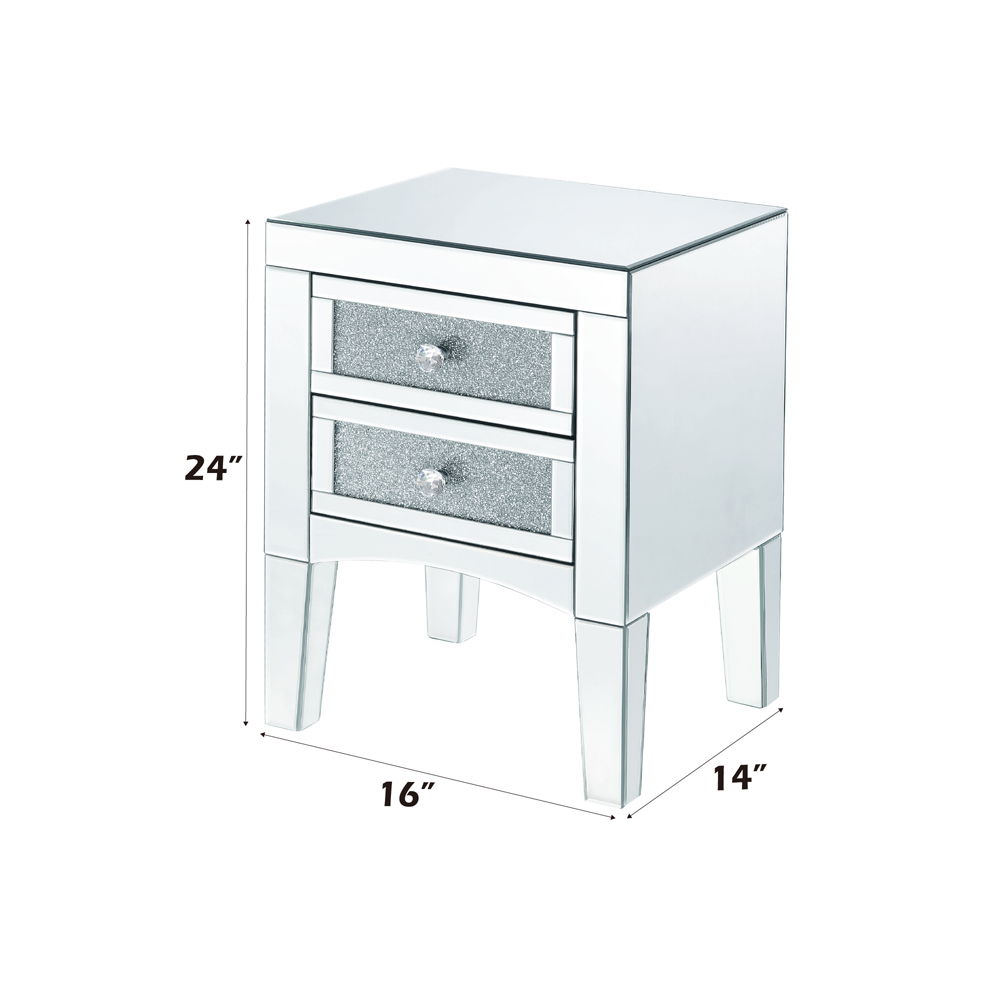 Nowles - Mesa auxiliar - Espejo y piedras sintéticas - 24"