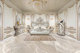Sandoval - Eastern King Bed - Beige Synthetic Leather & Champagne