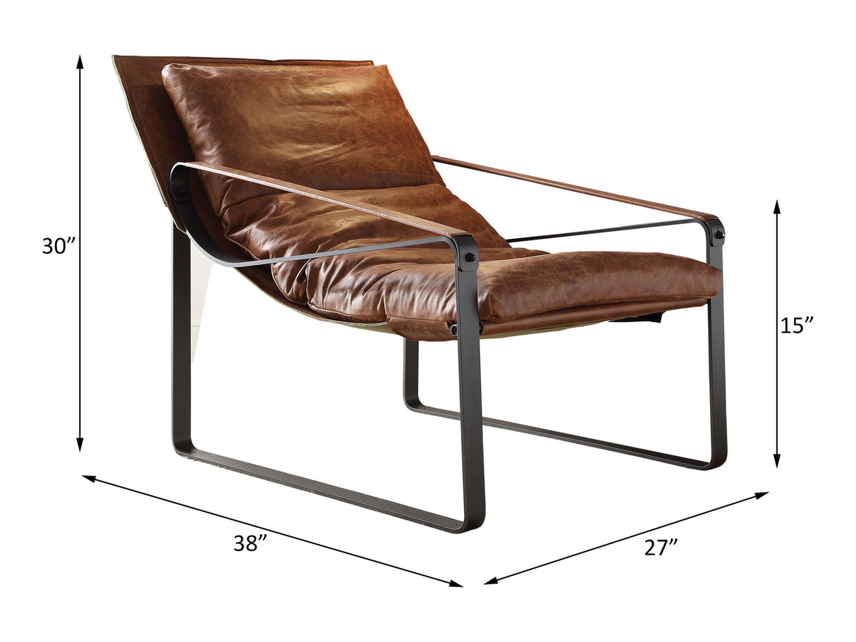 Quoba - Sillón decorativo - Piel de grano superior color cacao