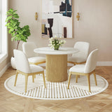 Sylvie - Mesa de comedor redonda con tablero de imitación mármol