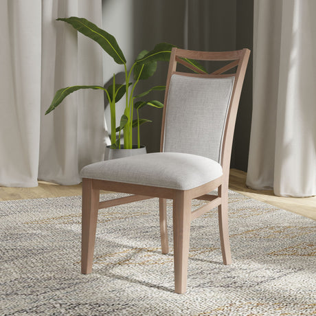 Americana Modern Dining - Round Extendable Dining Table And 4 Upholstered Chairs - Cotton alternate view 3