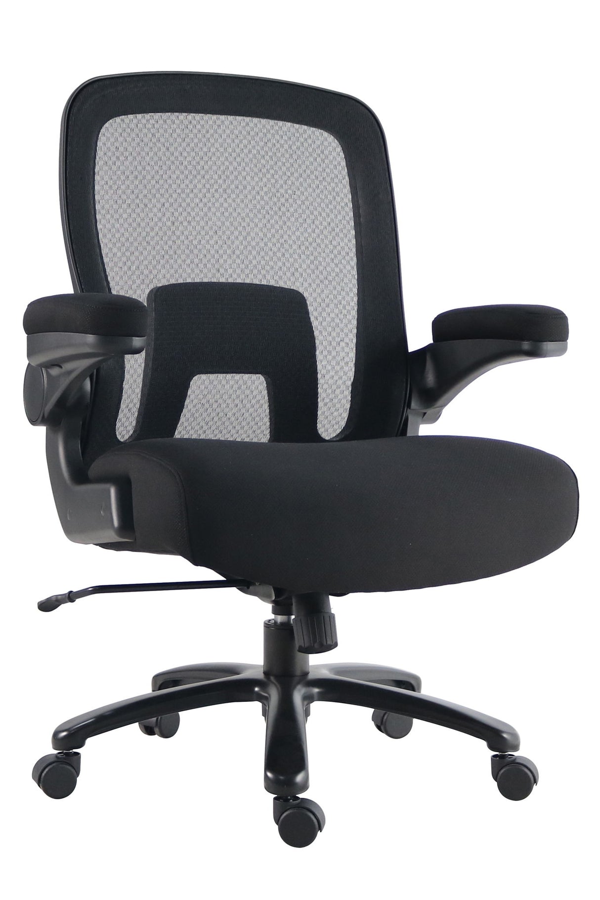 Silla de oficina de malla Dc para hombre grande 500 lb, soporte lumbar - Negro