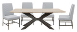 Crossings - Rectangular Dining Table With 4 Upholstered Chairs - Natural & Pearl Silver