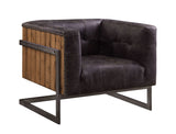 Sagat - Sillón decorativo - Piel flor ébano antiguo y roble rústico