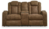 Wolfridge - Power Reclining Loveseat With Console /Adj Hdrst - Brindle
