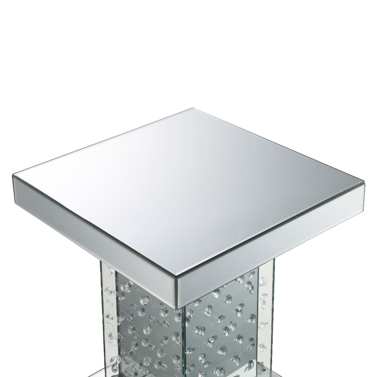 Nysa - Mesa Auxiliar - Espejo y Cristales de Imitación - 50,8 cm