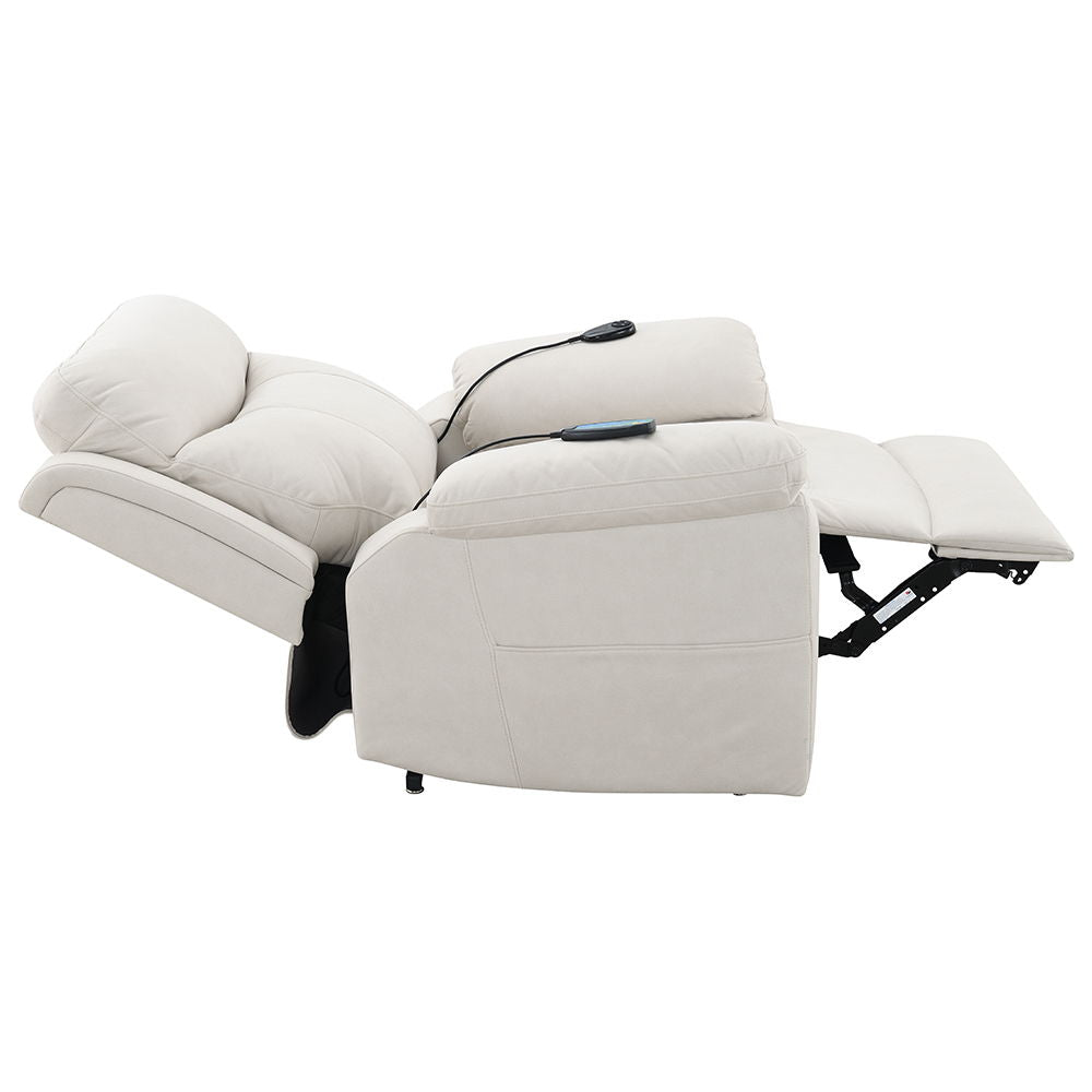 Chriki - Sillón Reclinable Eléctrico con Elevación, Calefacción y Masaje - Tela Beige