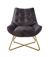 Sillón decorativo Dhalsim - Piel de grano superior ébano antiguo