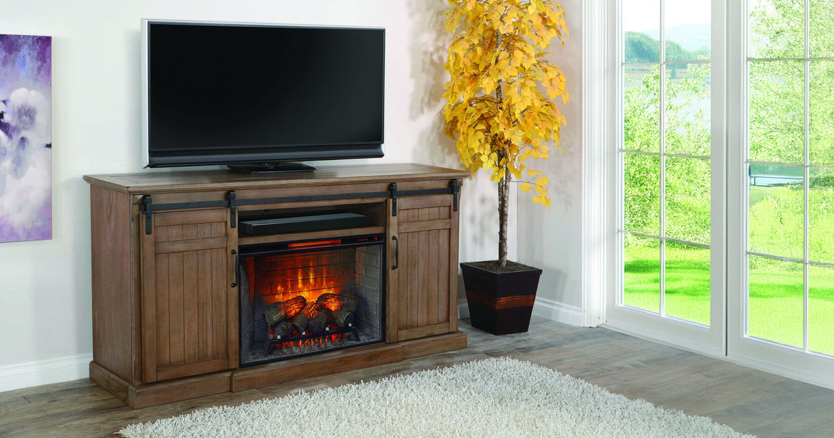 72" Media Console With Electric Fireplace - Buckskin