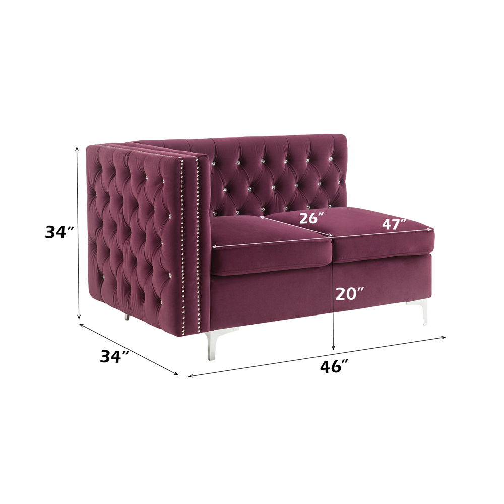 Jaszira - Modular - Sofá biplaza sin brazos con 2 almohadas