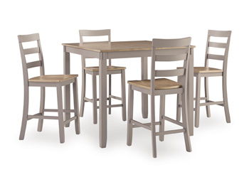 Harperfeld - Juego de mesa alta de comedor (juego de 5) - Natural / Gris