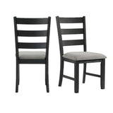 Martin - Dining Side Chair With Gray Fabric (Set of 2) - Black Finish