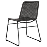 Aviano - 5 Piece Round Glass Top Dining Table Set With Rattan Chairs - Gunmetal