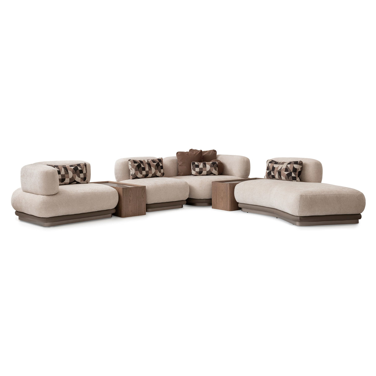 Bristol Point - 5-Piece Modular Sectional - Fawn / Saddle Brown