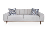 Balboa - Chenille Sofa - Shell Gray/Warm Walnut