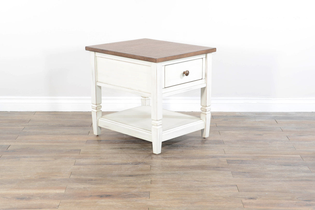 End Table - White / Light Brown