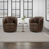 Barolo - Sillón giratorio de club de cuero 100% italiano (Juego de 2)