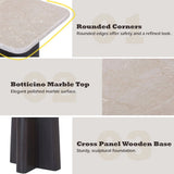 Jacory - End Table With Bottocino Marble Top - Beige / Espresso