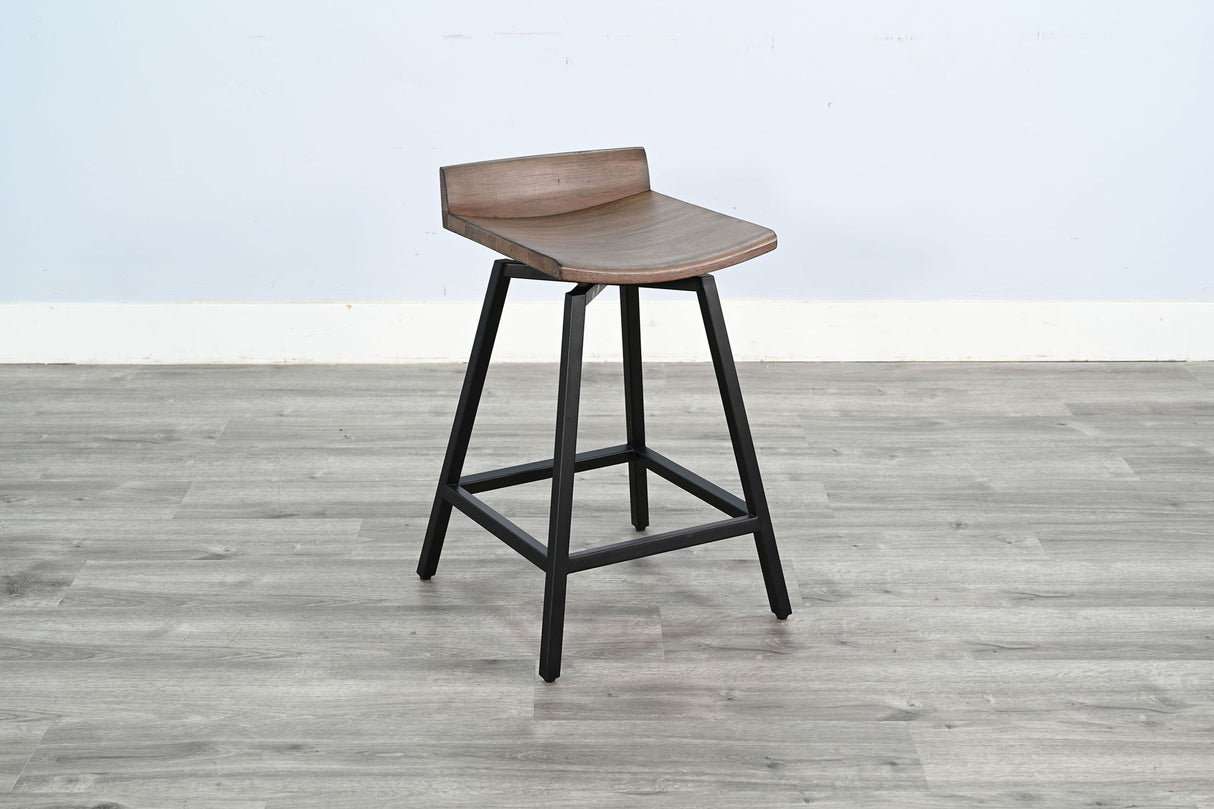 Doe Valley - Taburete giratorio de madera de 24" de alto - Piel de ciervo