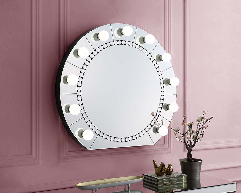 Farai - Decoración de pared - Espejo y diamantes de imitación de cristal - 74 cm
