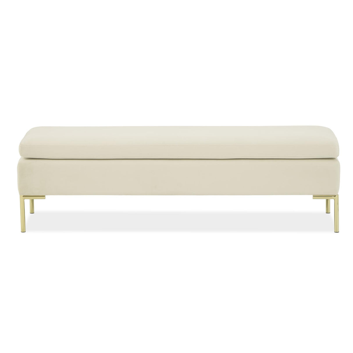 Signature Beds & Benches - Zennia Velvet Accent Bench - Ivory / Gold