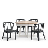 Americana Modern Dining - Round Dining Table And 4 Black Barrel Chairs - Cotton