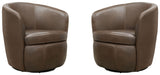 Barolo - 100% Italian Leather Swivel Club Chair (Set of 2)