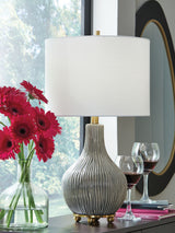 Judlen - Gray / Gold Finish - Ceramic Table Lamp