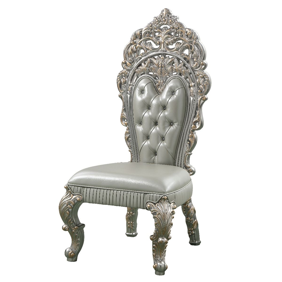 Sandoval - Side Chair (Set of 2) - Beige Synthetic Leather & Champagne