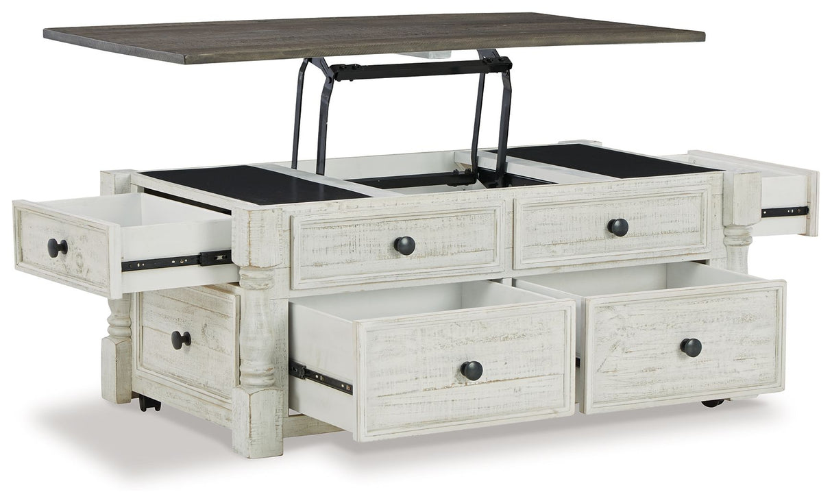 Havalance - Mesa de centro elevable con cajones de almacenamiento - Blanco / Gris