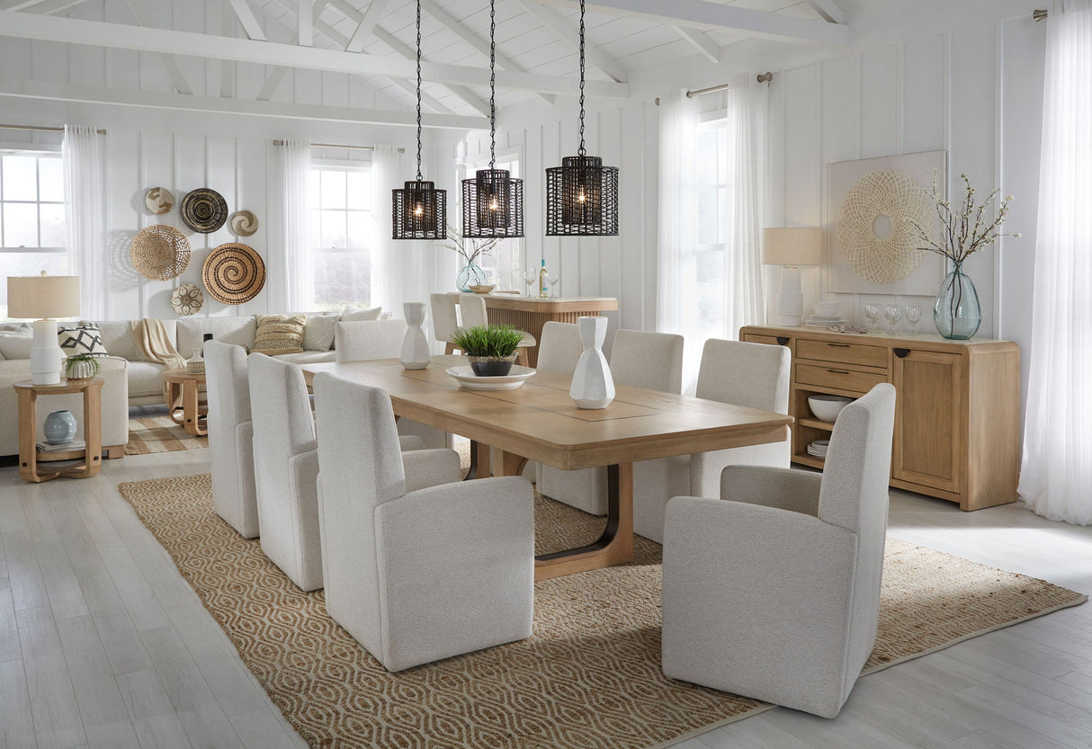 Escape - Dining Bar With Stone Top - Glazed Natural Oak / Vanilla Bean
