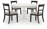 Greddinton - Round Dining Table Set - Black Chairs