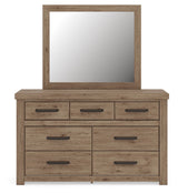 Oliandon - 3 Pc. - Queen Panel Storage Bed, Dresser And Mirror - Light Brown
